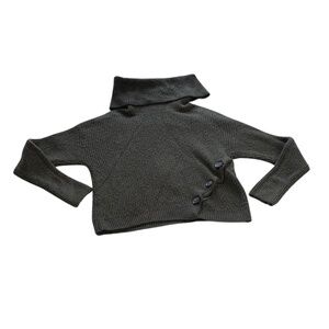 Green Cowl Neck Cropped Sweater